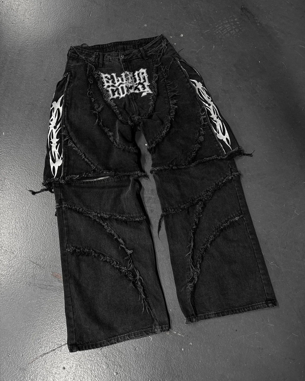Patchwork Stripe Embroidery Fur Edge Jeans