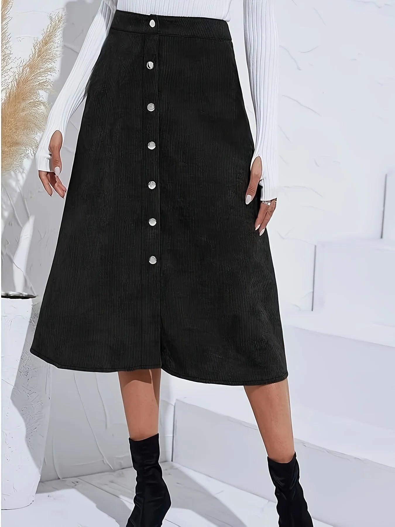 Woven Midi Skirt