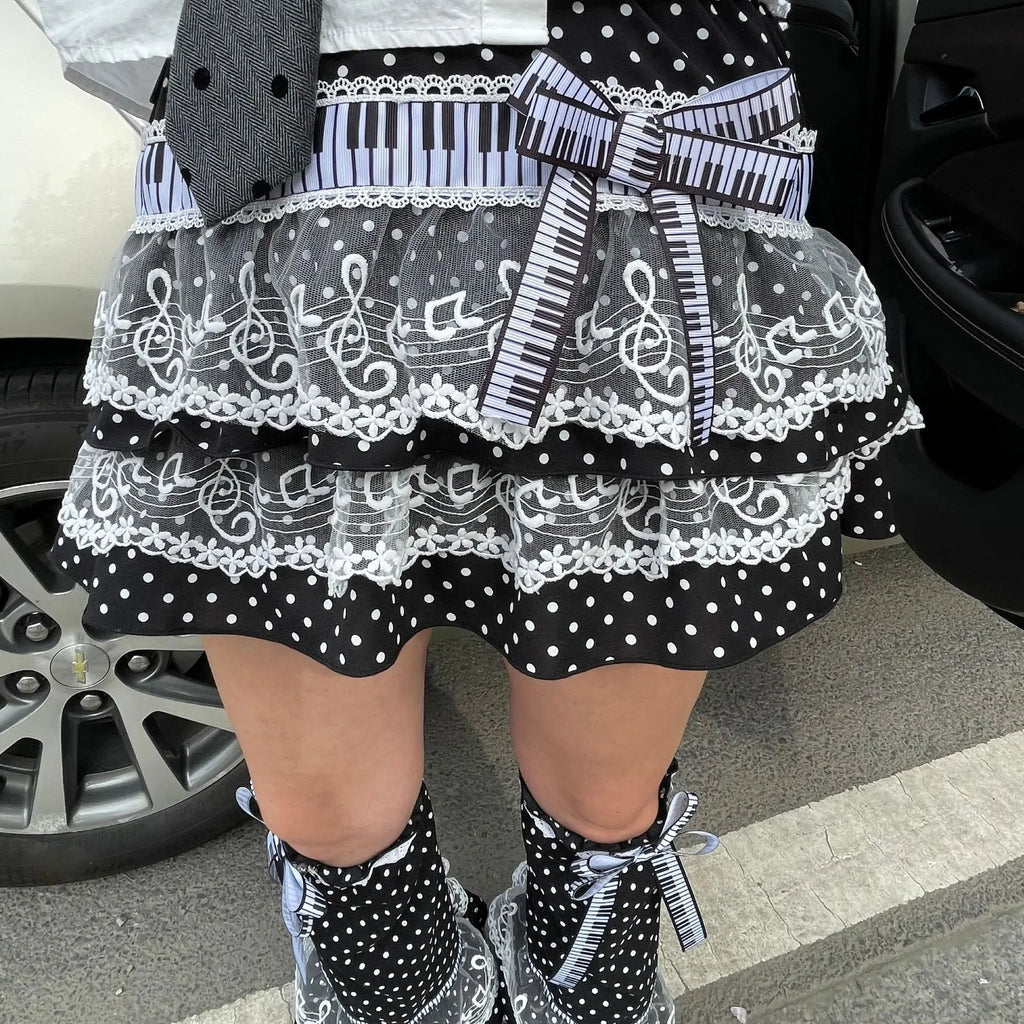 Piano Key Lace Cake Skirt