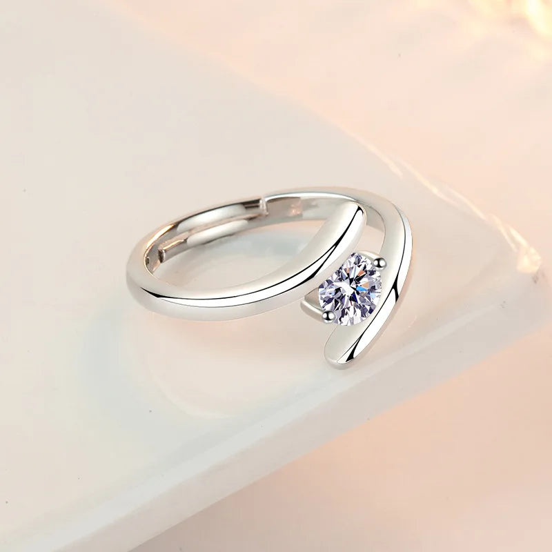 925 Sterling Silver Zircon Adjustable Ring