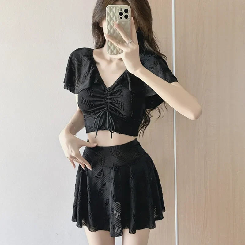 Gathered Swimwear INS Separate Skirt Bikini Set