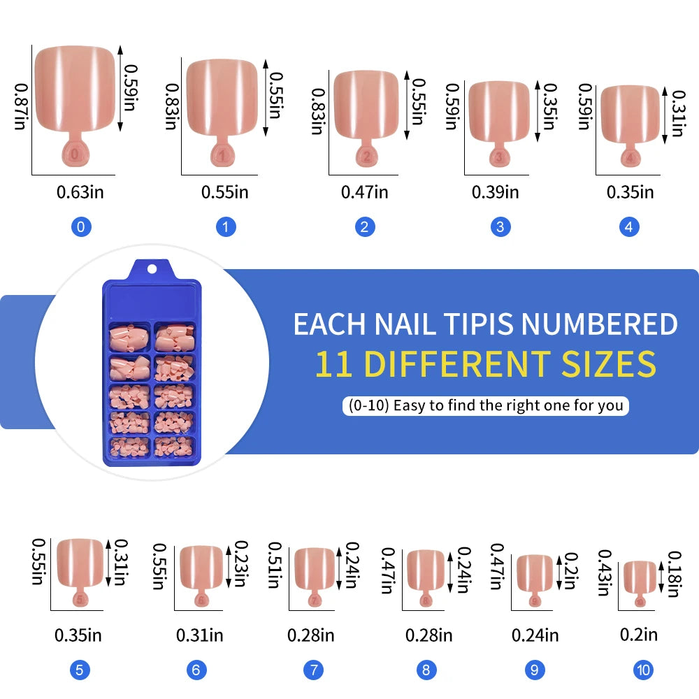100pcs Fake Toenail Nude White Clear Press on Toe Foot Full Cover Short Square  False Nail Tips for Summer Women Feet Decoration