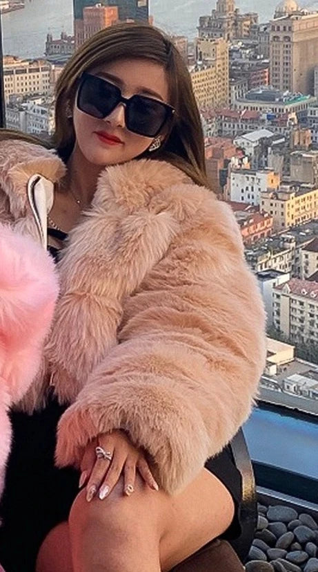 Women Faux Fox Fur Coats Short Work Fur Jackets Spliced Hooded Long Sleeves Thick Warm Fur Loose Y2k Casual 2025 Autumn Winter