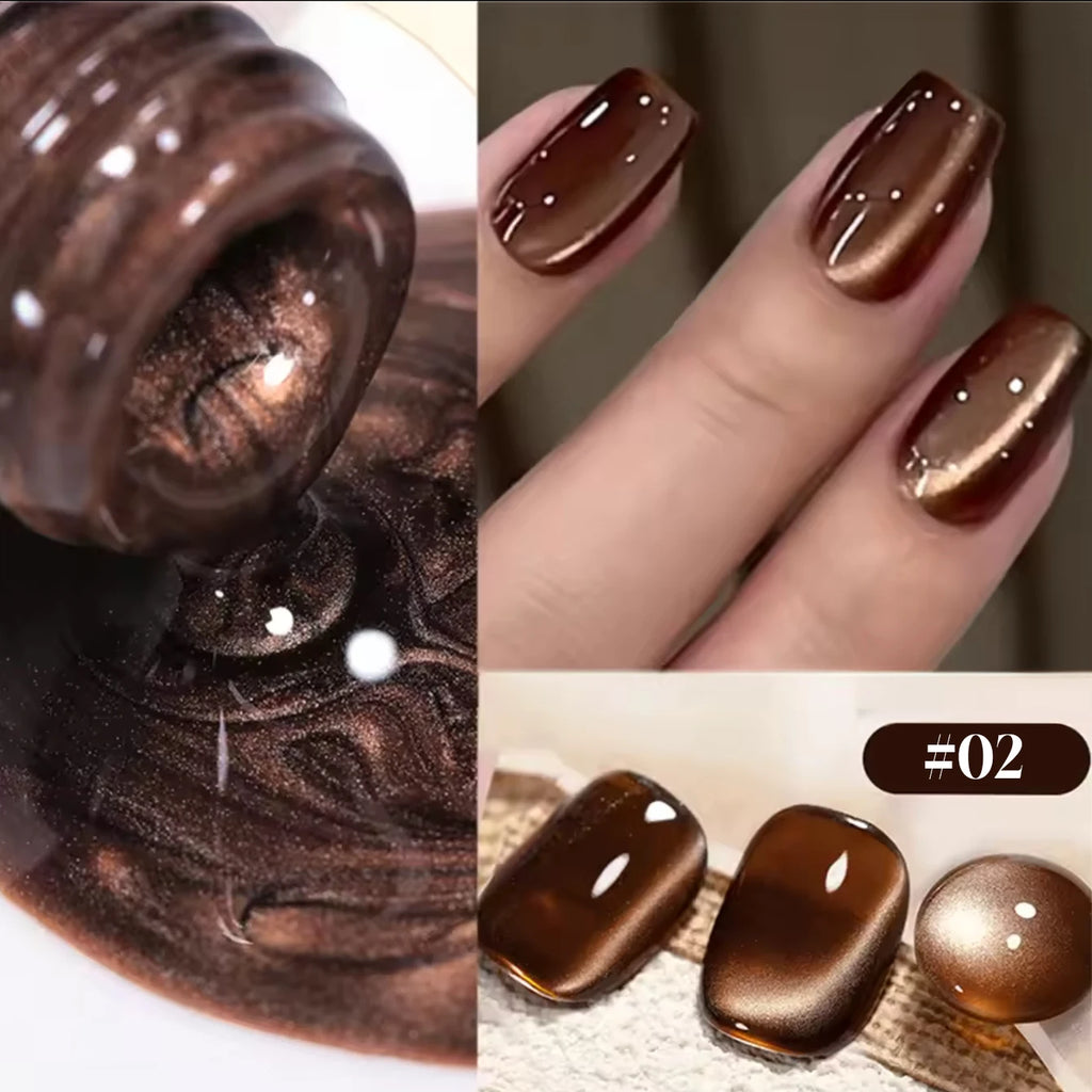 12ml 1-21pcs Brown Gold Cat Eye Gel Nail Polish