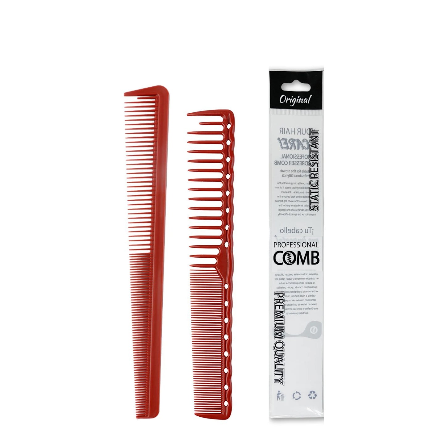2PCS Set Professional Barbershop Hairdressing Dense Teeth Comb Anti-Static Edge Corner Comb Flat Haircut Styling Trimming Tools