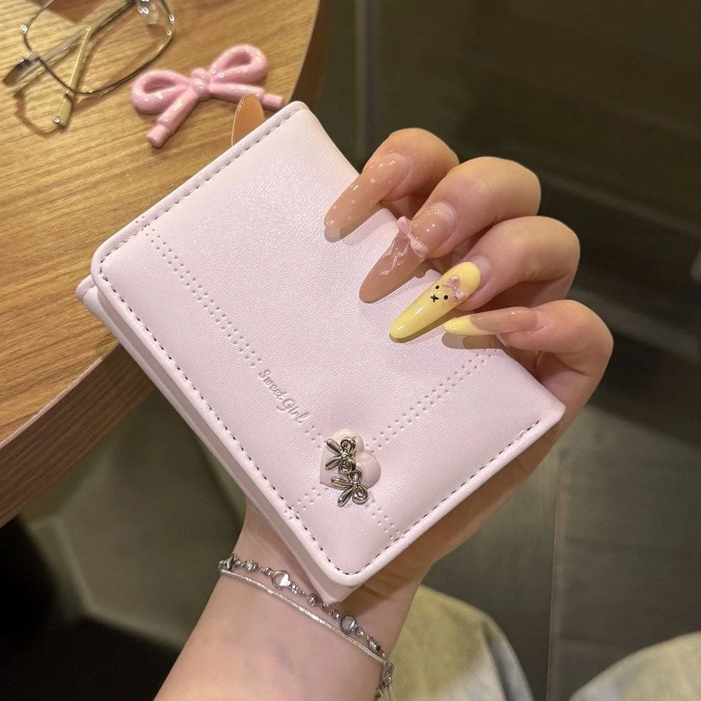 Simple Love Bow Short Wallet