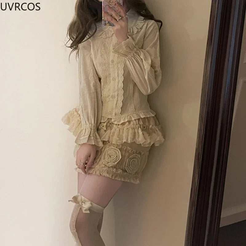 Ruffled Collar Button-Up
