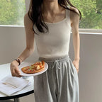 Ribbed Square-Neck Tank Top