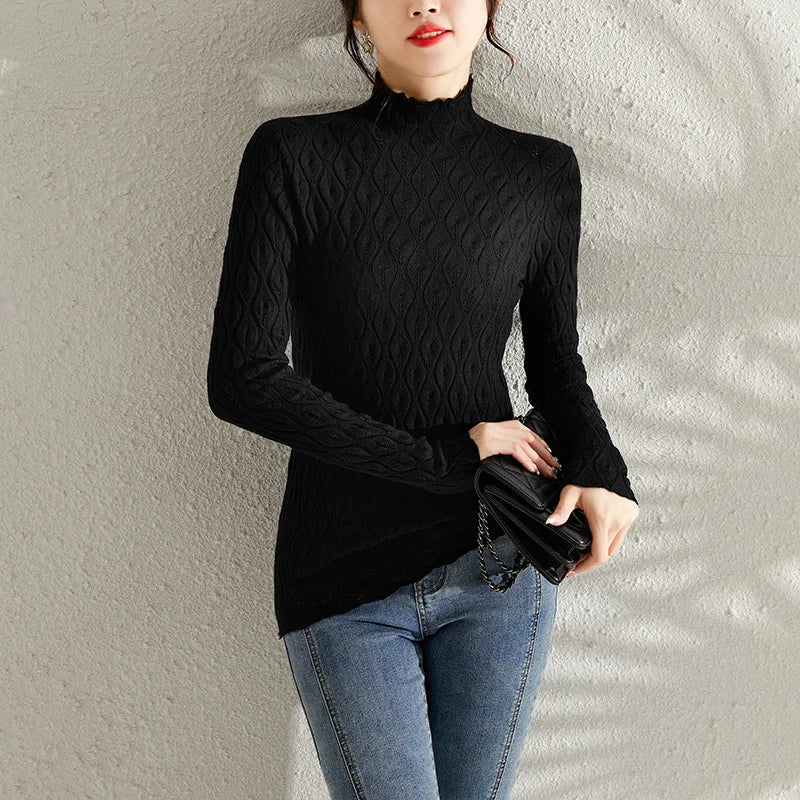 Long Sleeve Turtleneck Knitted Top