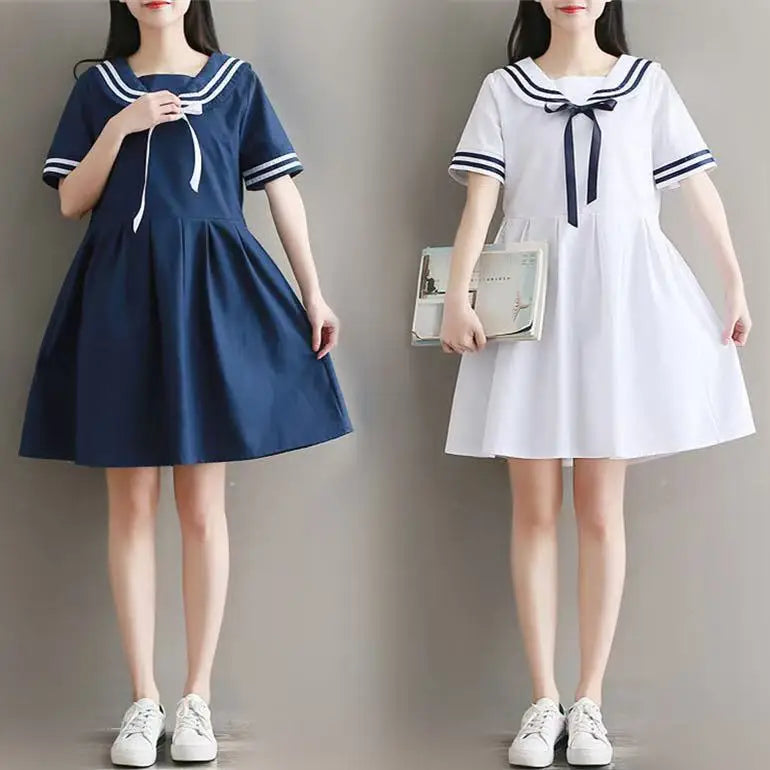 Sailor Collar Striped Dress