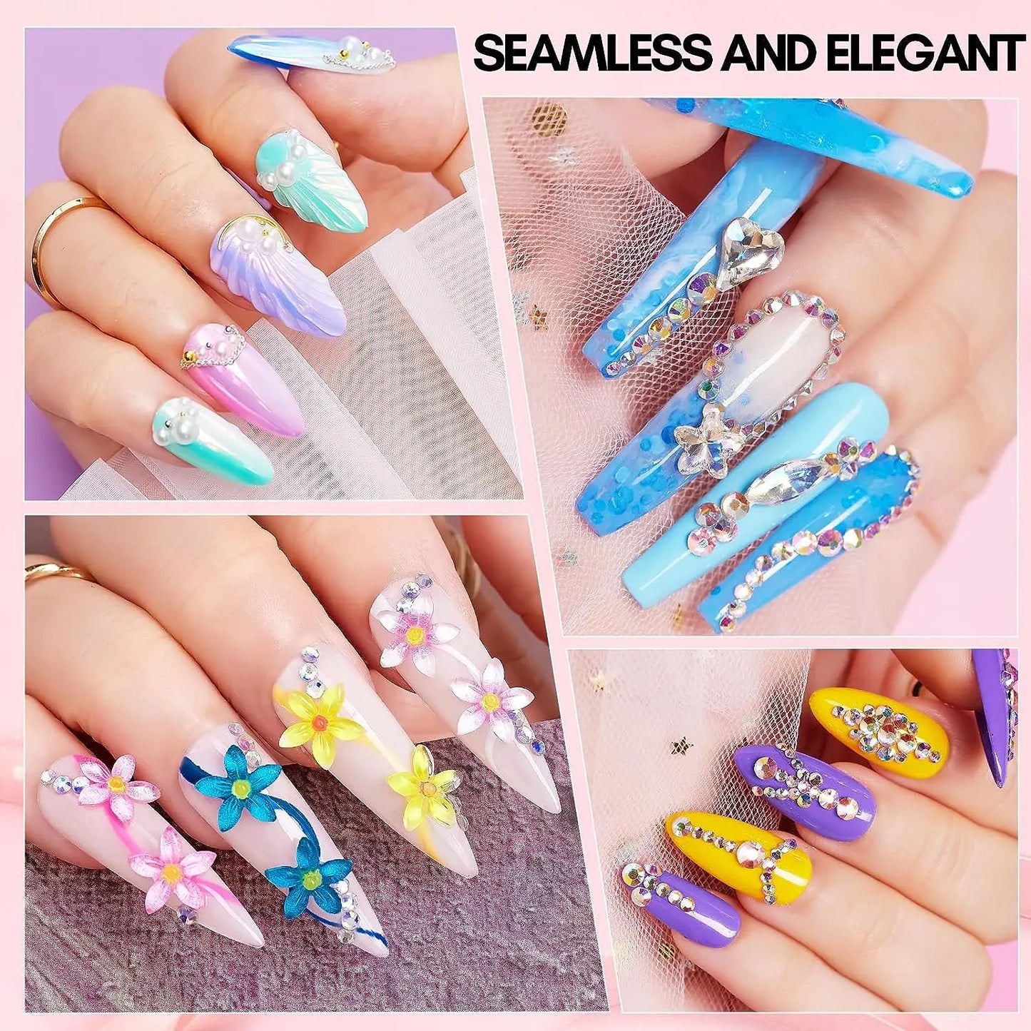 Makartt Nail Rhinestone Glue Gel Kit,  Clear Nail Gem Glue Gel Super Strong Adhesive Nail Art Glue for Nail Decorations 3D Stone