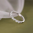 925 Sterling Silver Zircon Ear of Wheat Adjustable Ring