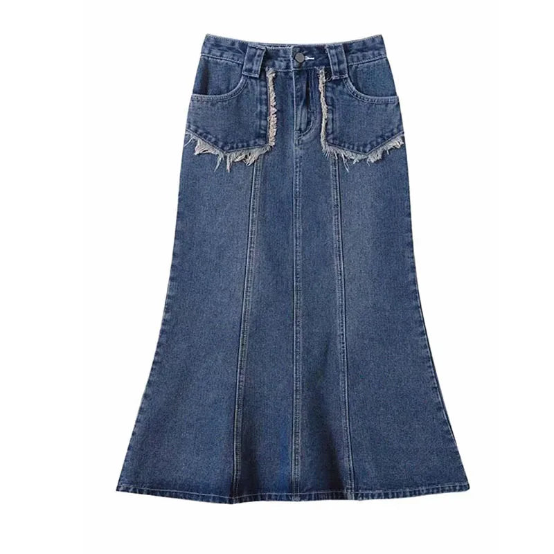 Tassel Denim Long Skirts