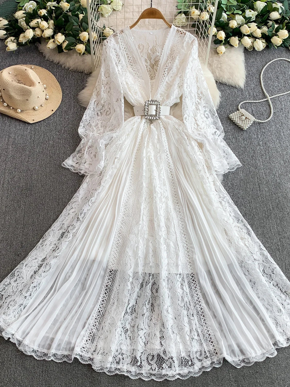 Lace V-Neck Dress