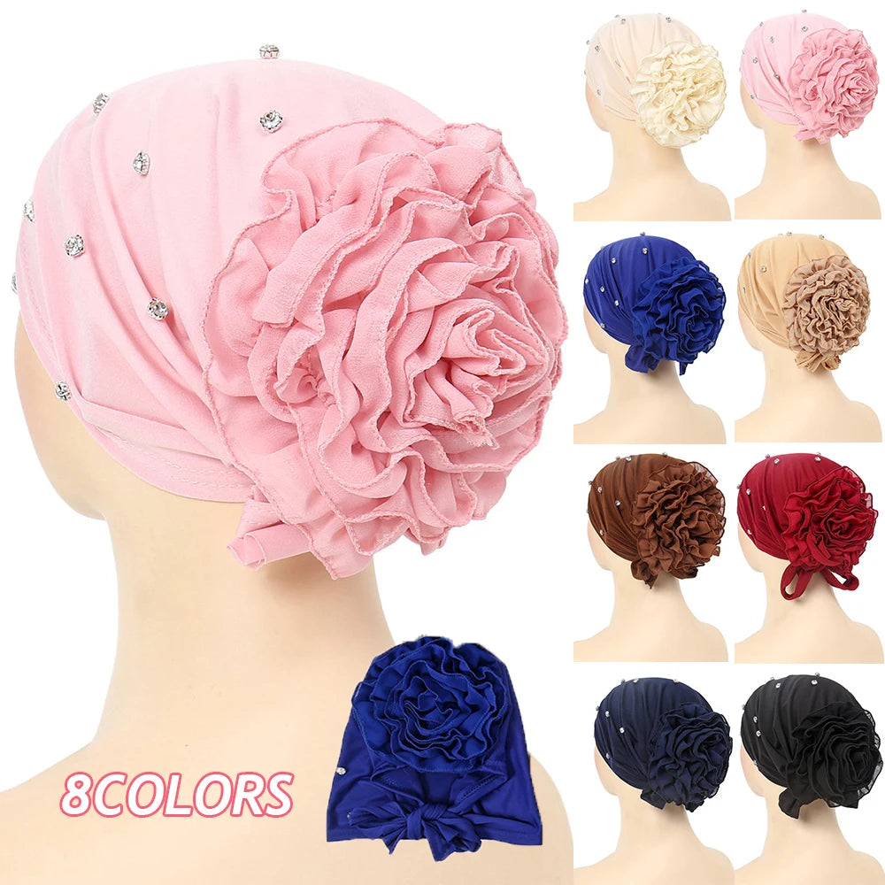 New Muslim Hijab Women Pre-Tied Inner Hijab Caps Soft Cotton Back Flower Muslim women hijab kebaya Islam Underscarf Hijabs femme