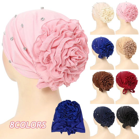 New Muslim Hijab Women Pre-Tied Inner Hijab Caps Soft Cotton Back Flower Muslim women hijab kebaya Islam Underscarf Hijabs femme