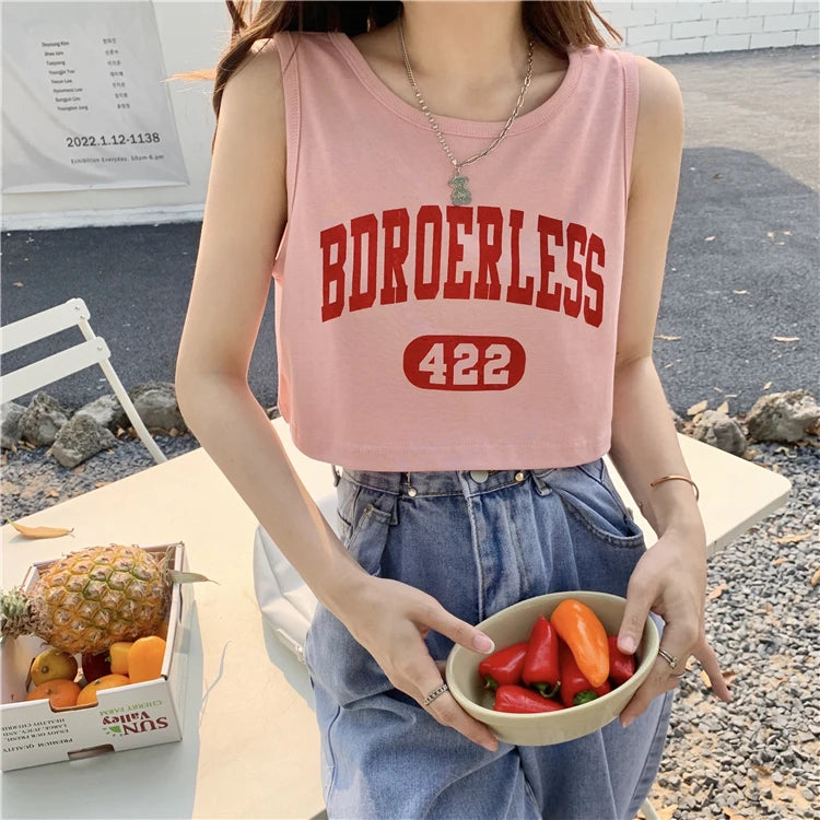 Graphic Sleeveless Crop Top