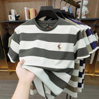 Striped Round Neck Short Sleeved T-Shirt