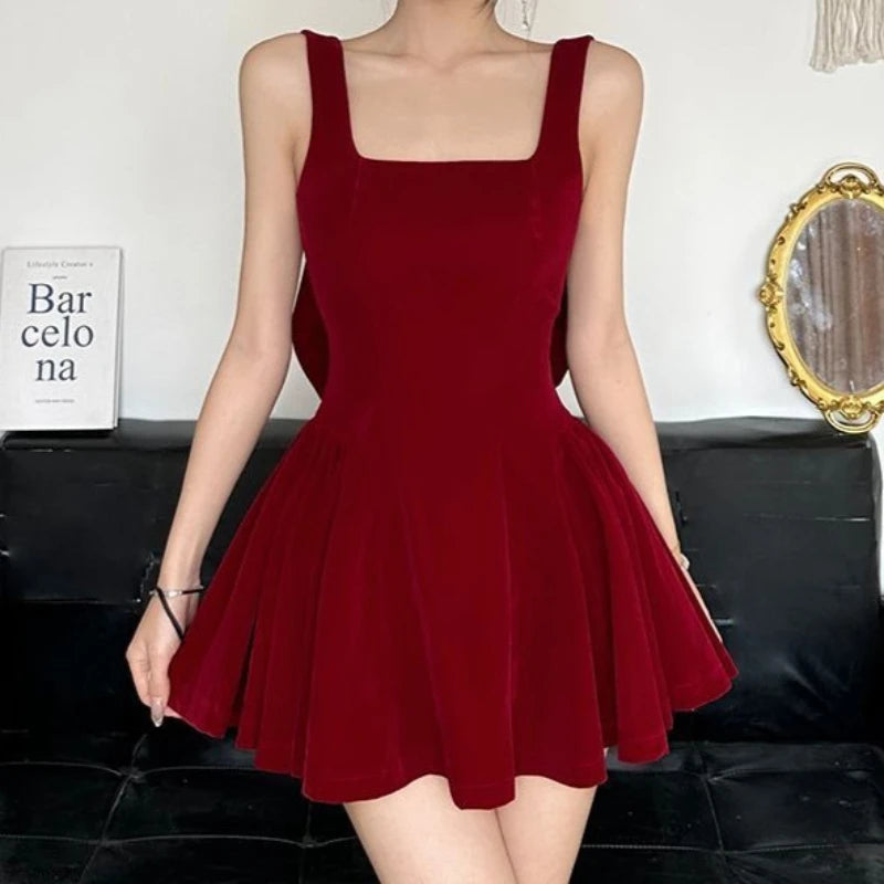 Bow-Back Velvet Dress