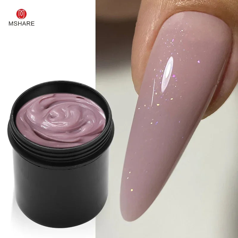 MSHARE 150ml Ice Blue Jelly Gel Builder Nail Extension Gel Tpo Hema Free Gel Nail Construction Cream Medium Shimmer UV Led Gel