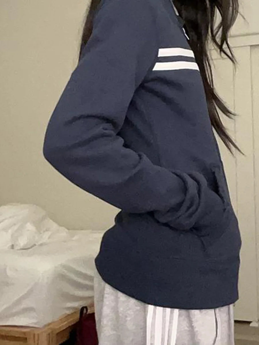 1977 Letter Embroidery Slim Zip-up Hoodie