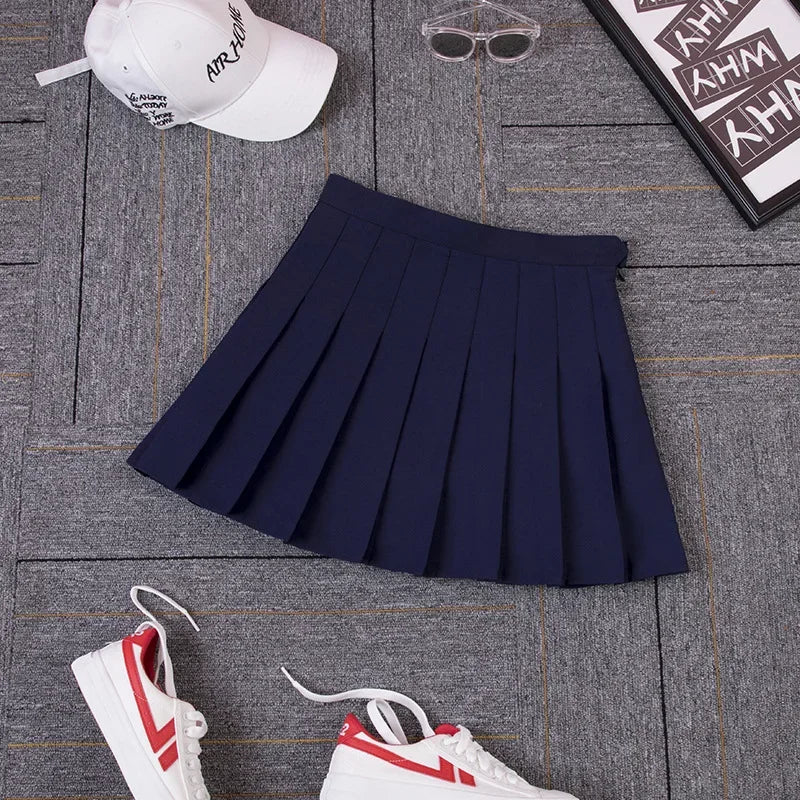 High-Waisted Pleated Plaid Mini Skirt