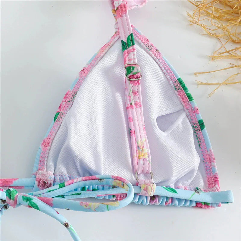 Light Blue Floral Print Bikini