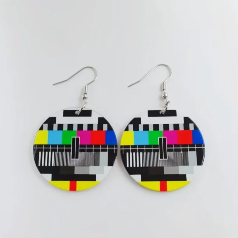 Acrylic Double-Sided No Signal TV Earrings