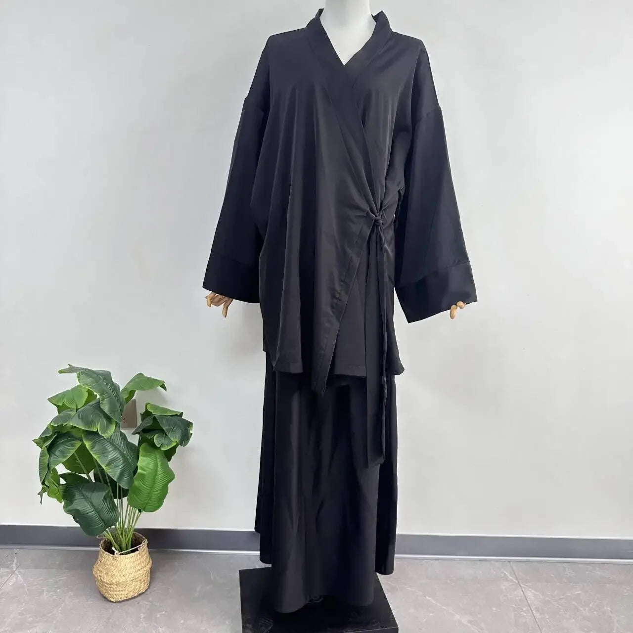 Eid Muslim Suit Modest Two Piece Women Lace Up Top Skirt Outfits Ramadan Morocco Dubai Abayas Ensemble Islam Arab Jalabiya 2025