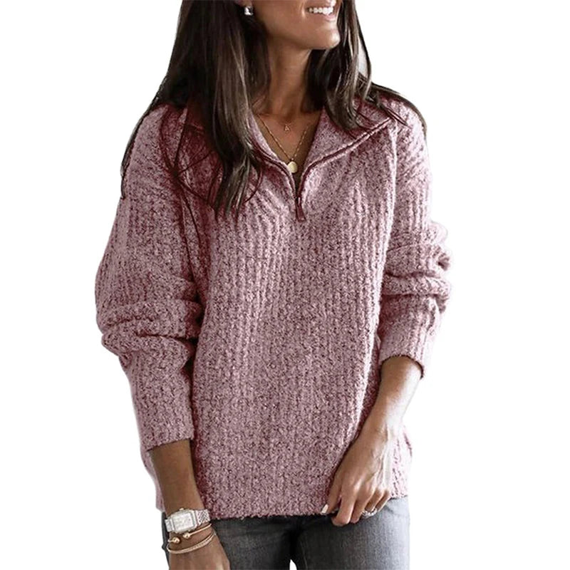 Solid Cotton Knitted Sweater