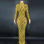 Sparkly Big Rhinestone Transparent Long Dress