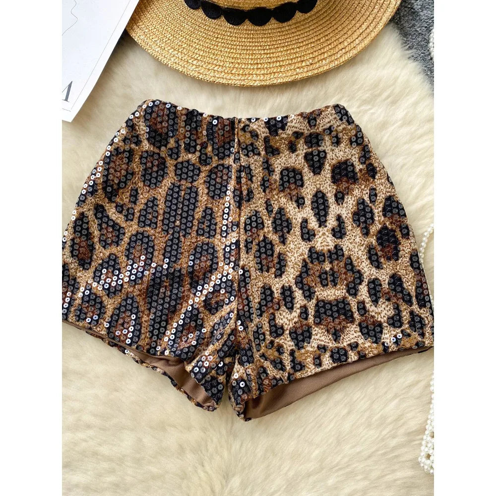 Leopard Sequin Shorts