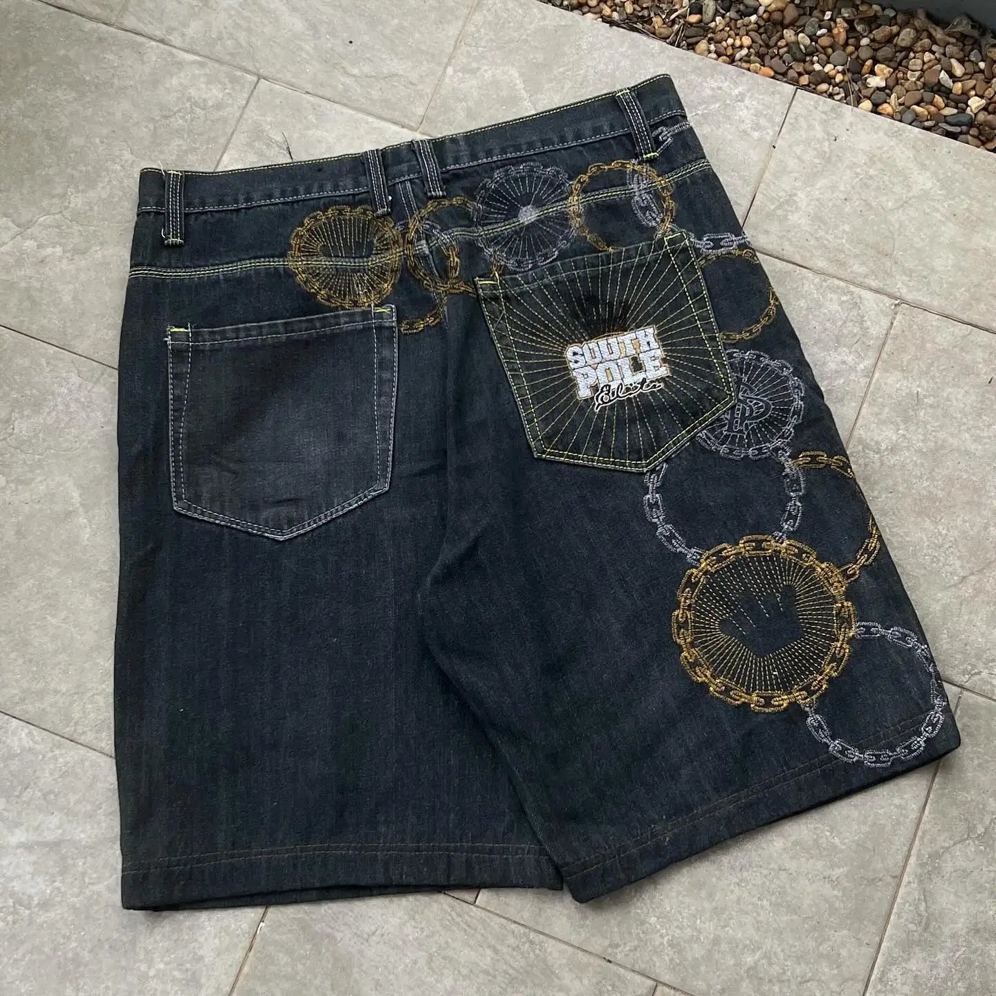 Pattern Denim Shorts