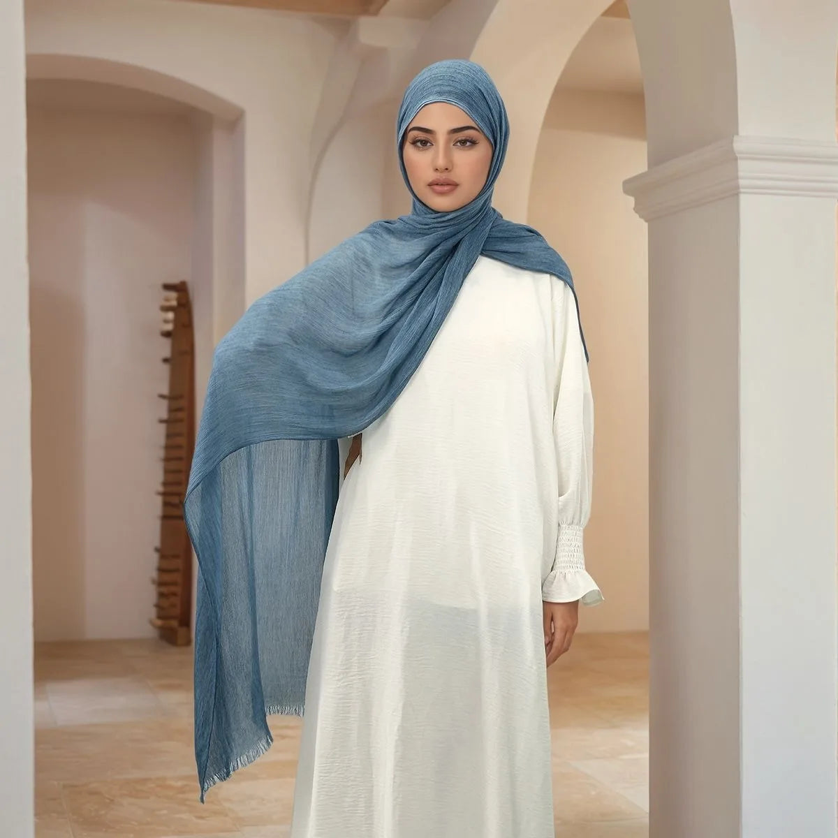 Fashion Muslim Woman Cotton Rayon Hijab Scarf Ramadan Wrinkle Headband Shawls Lady Long Wrap Islam Turban Headscarf 190*80cm