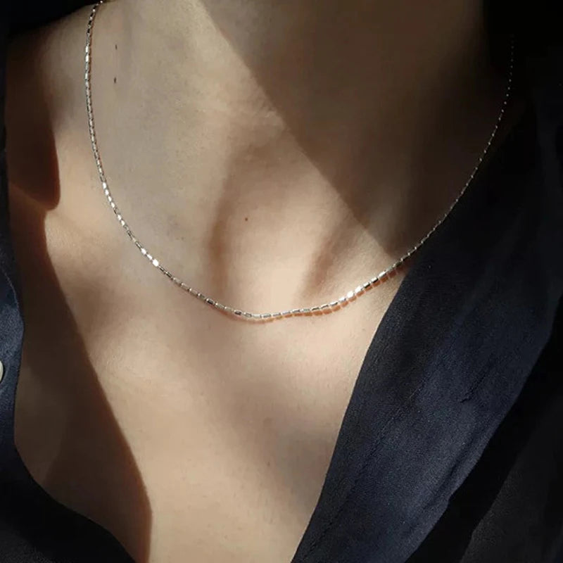 925 Sterling Silver Necklace With Simple Geometric Beads