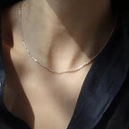 925 Sterling Silver Necklace With Simple Geometric Beads