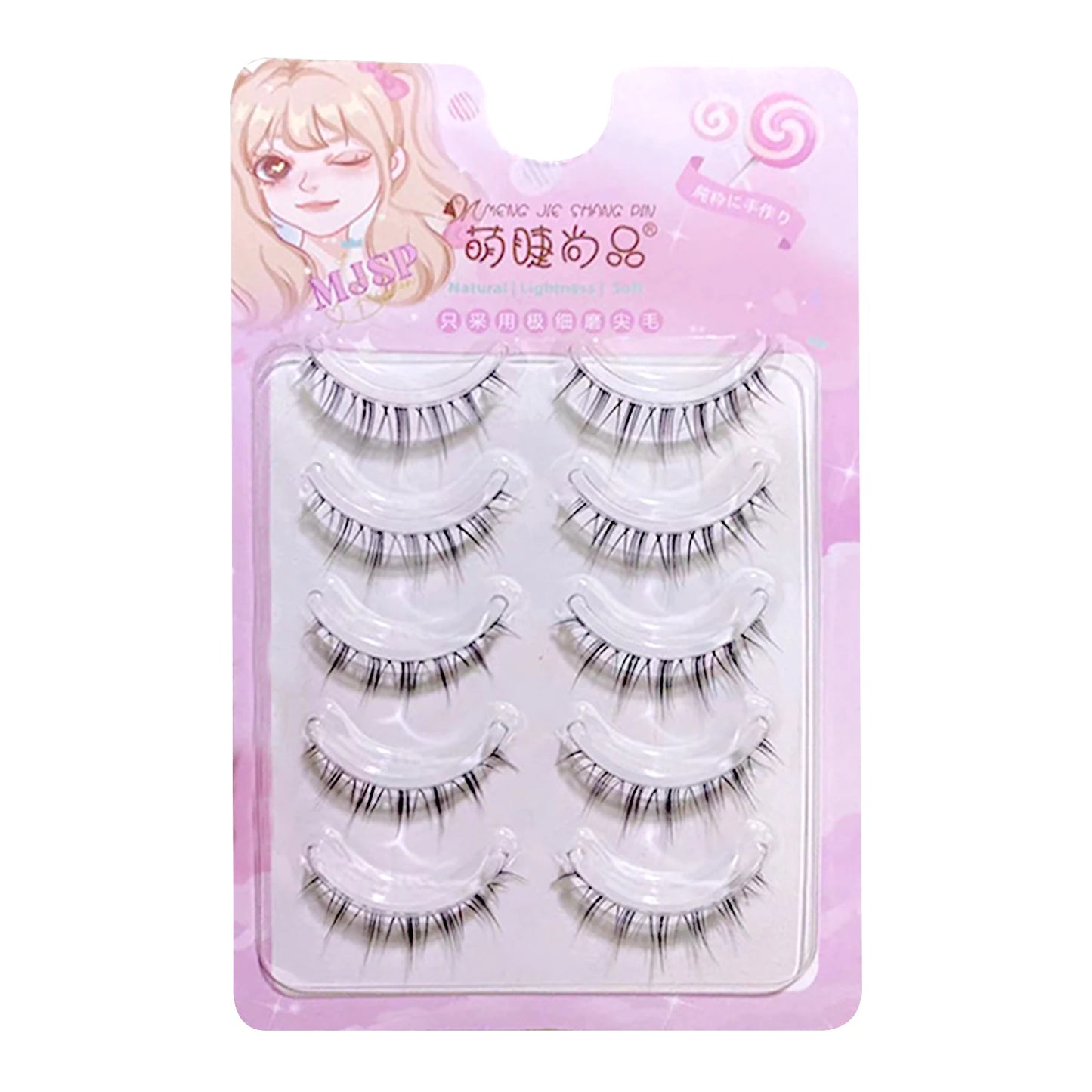 5 Pairs Sunflower False Eyelashes Transparent Stem Natural Manga Lashes Anime Wispy Eyelashes Extension Makeup