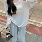 Cross-Cut Hollow Design Long-Sleeved T-Shirt