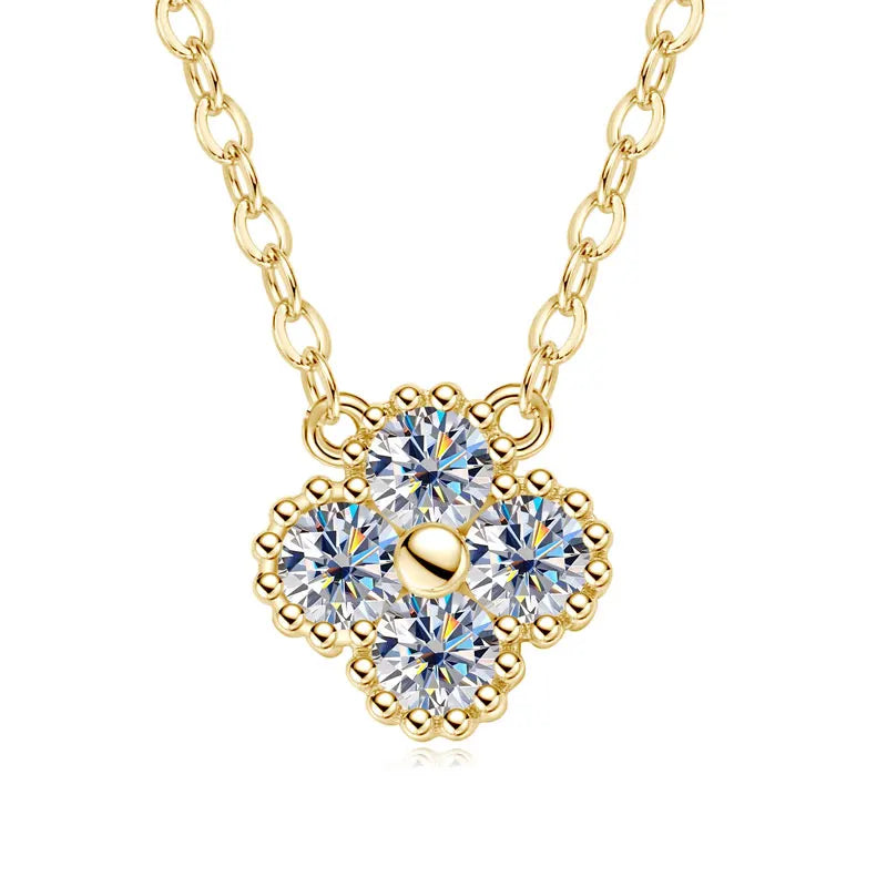 3mm Moissanite Clover Pendant Necklace