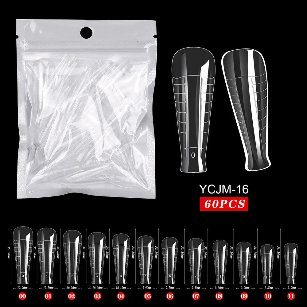 Fake Nail Forms Tips UV Gel For Extension Building Gel Polish Fake Artificial Tool 60pcs