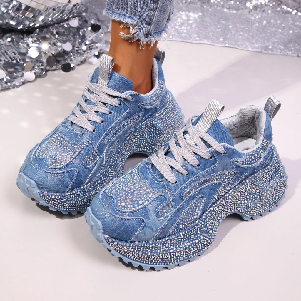 Crystal Lace-Up Platform Sneakers