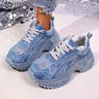 Crystal Lace-Up Platform Sneakers