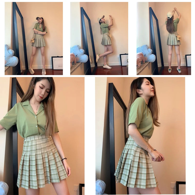 Pleated Plaid Skirt