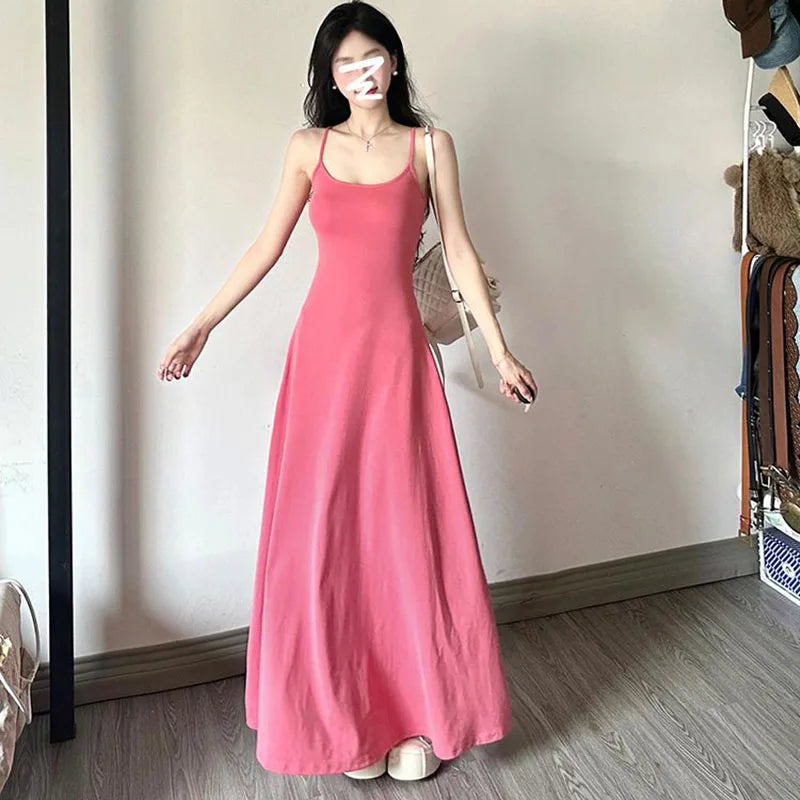 Solid Casual Basic Spaghetti Strap Dress