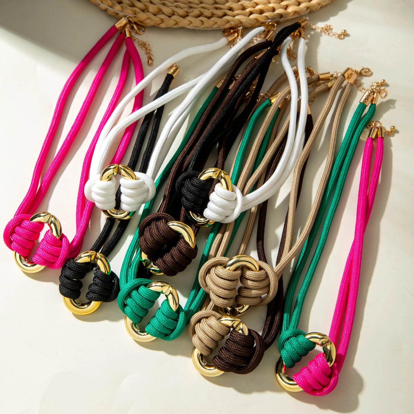 Pure Hand-Woven Mixed Color Knotted Necklace