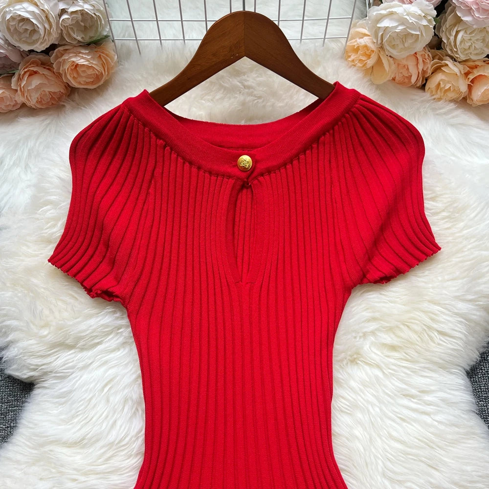 A-Line Knitted Short Dress