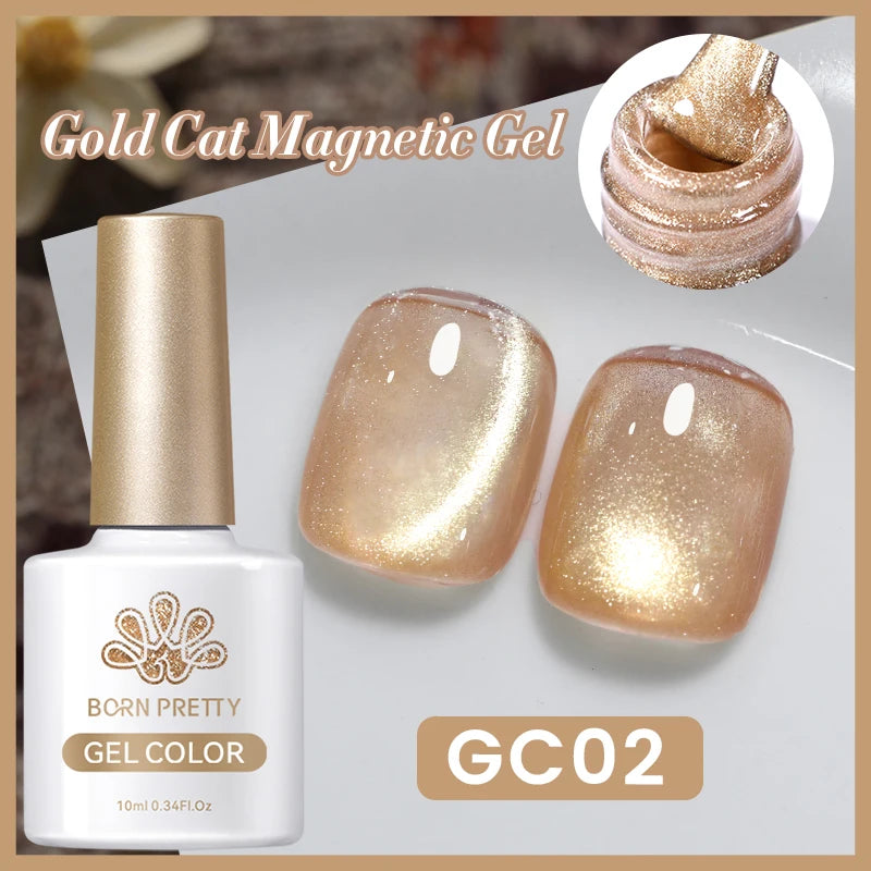 BORN PRETTY 10ml Water Light Cat Magnetic Gel Nail Polish Shining Super Sliver-light Holographics Soak Off UV Gel Varnish