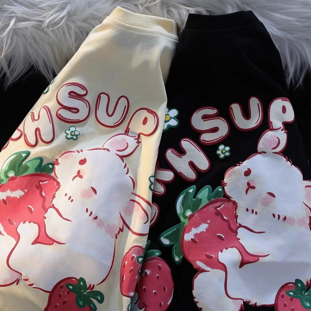 Rabbit Strawberry Fruit Print Tee