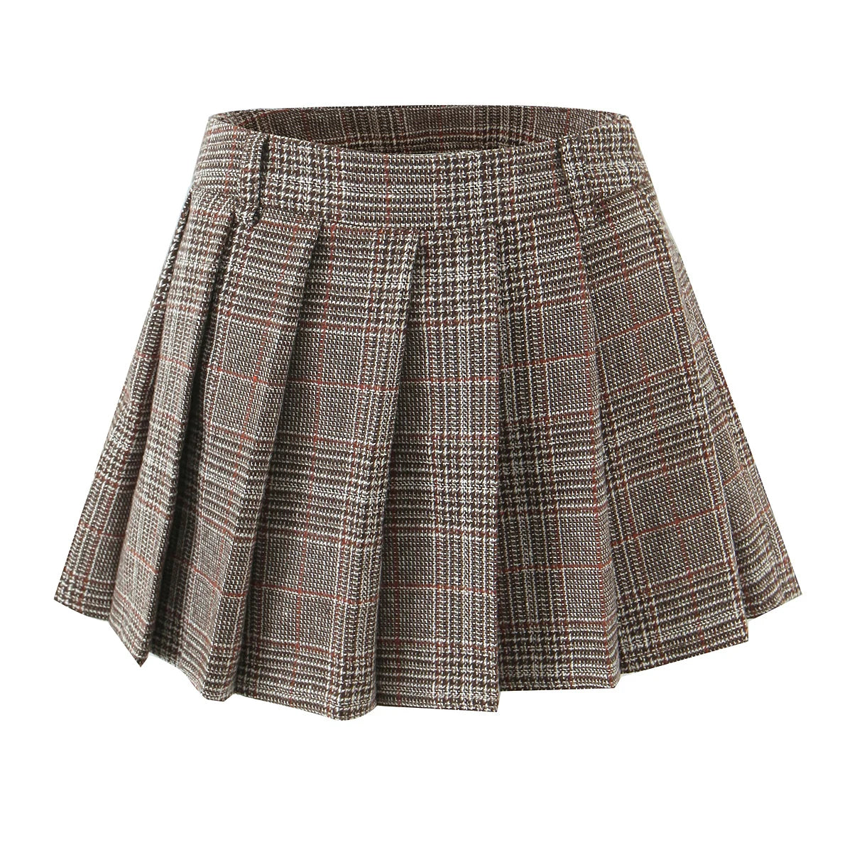 Plaid Tweed Mini Pleated Skirt