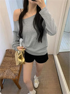 Oversize Off Shoulder Long Sleeve Tee